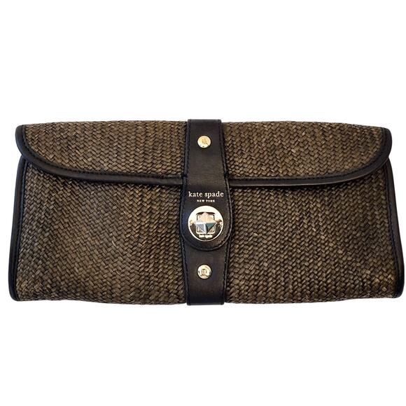 Kate Spade | Neutral-Tone Seagrass/Raffia/Straw Clutch Purse ~12"x6" - Picture 1 of 16